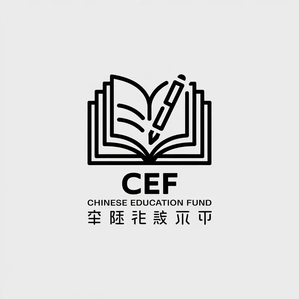 LOGO-Design-For-Chinese-Education-Fund-CEF-Educational-Symbolism-with-Books-and-Pens