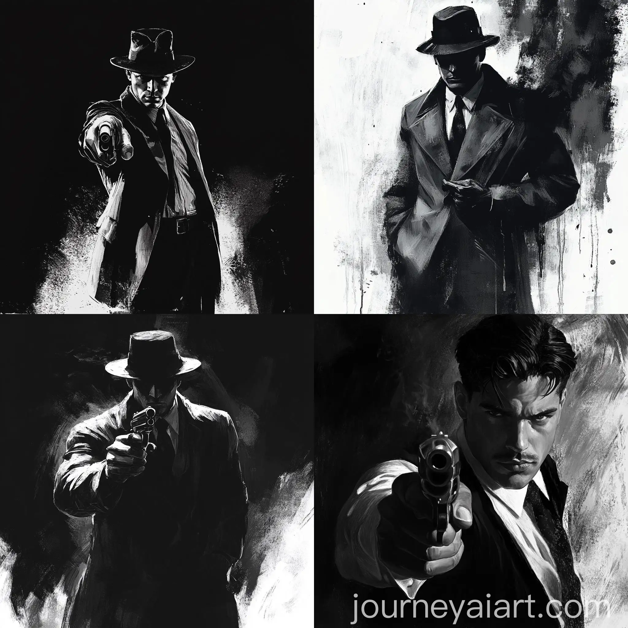 Young-Noir-Detective-with-One-Arm-in-Black-and-White