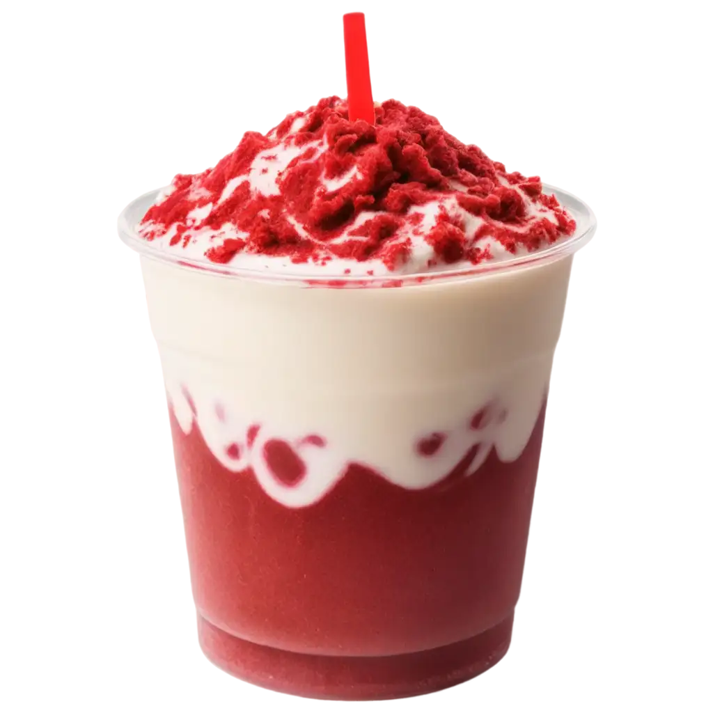 Realistic-PNG-Image-of-a-Creamy-Red-Velvet-Cheese-Drink-in-a-Plastic-Cup-for-Digital-Projects