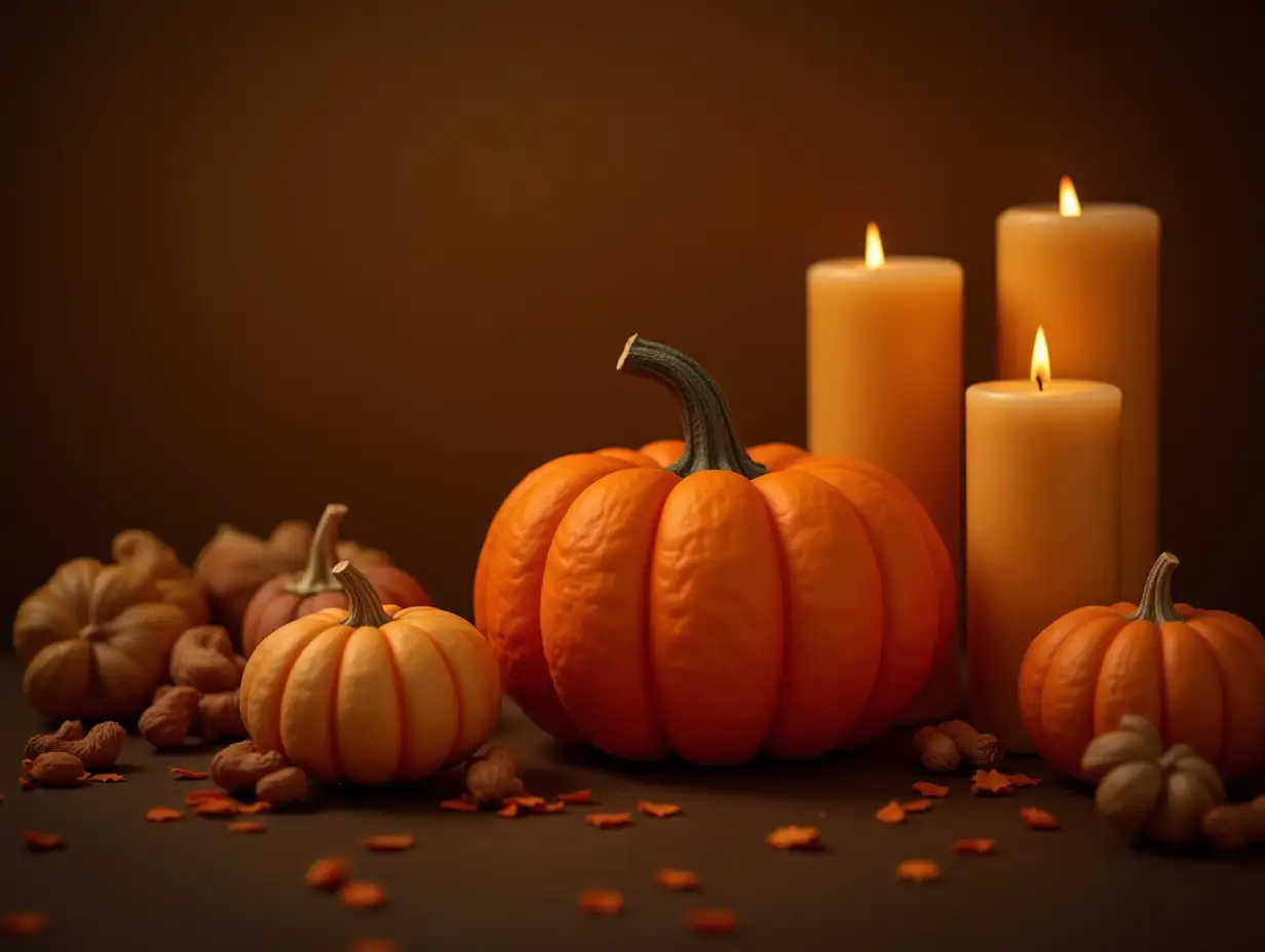 Spooky-Halloween-Gathering-with-Orange-Pumpkins-and-Candles