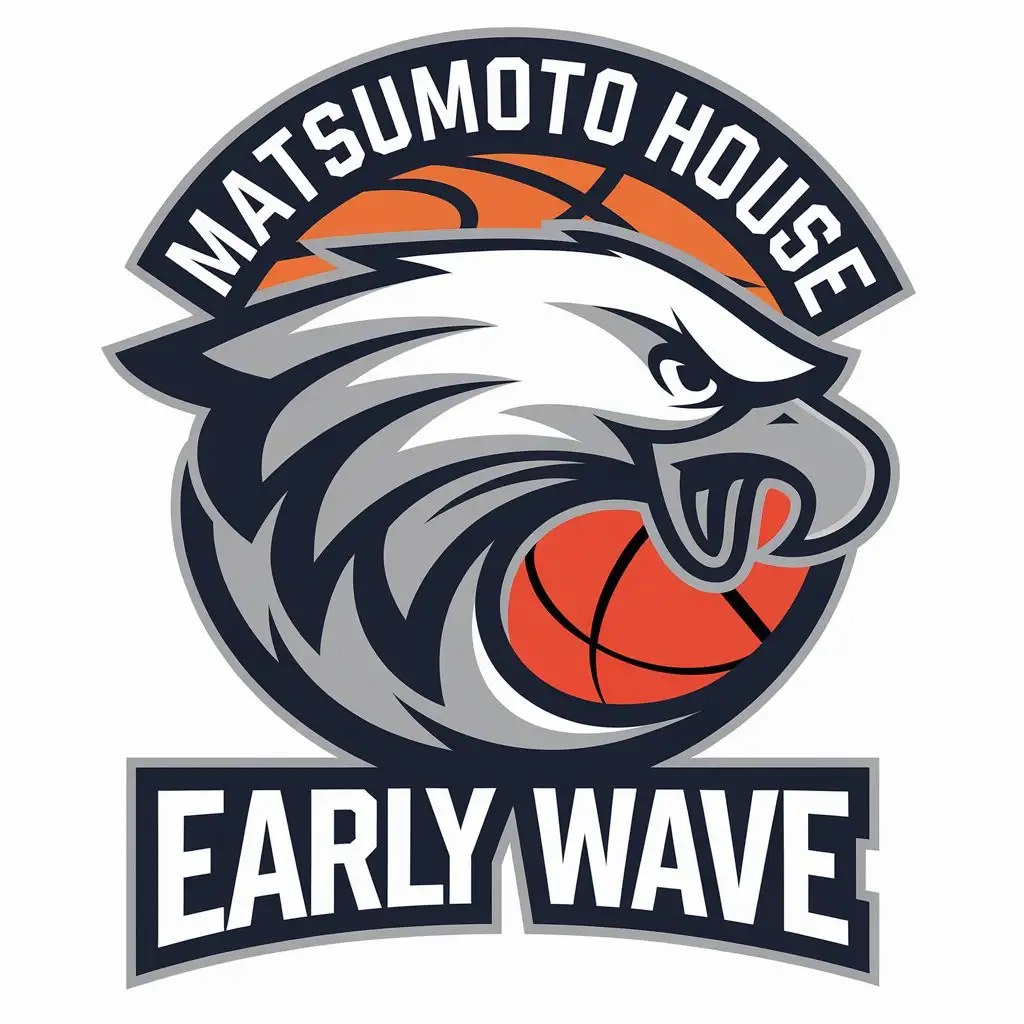 LOGO Design for Matsumoto House Early Wave Basketball Eagle with Clear Background