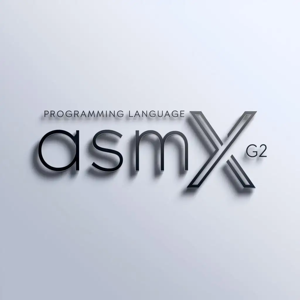 a logo design,with the text "Programming language", main symbol:AsmX G2,Minimalistic,be used in It industry,clear background