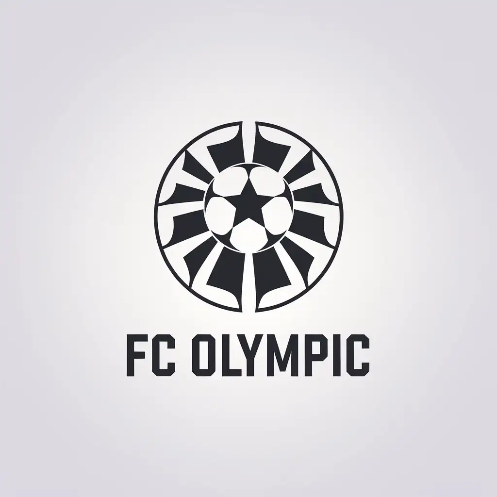 LOGO Design for FC Olympic Minimalistic Football Symbol with Clear Background