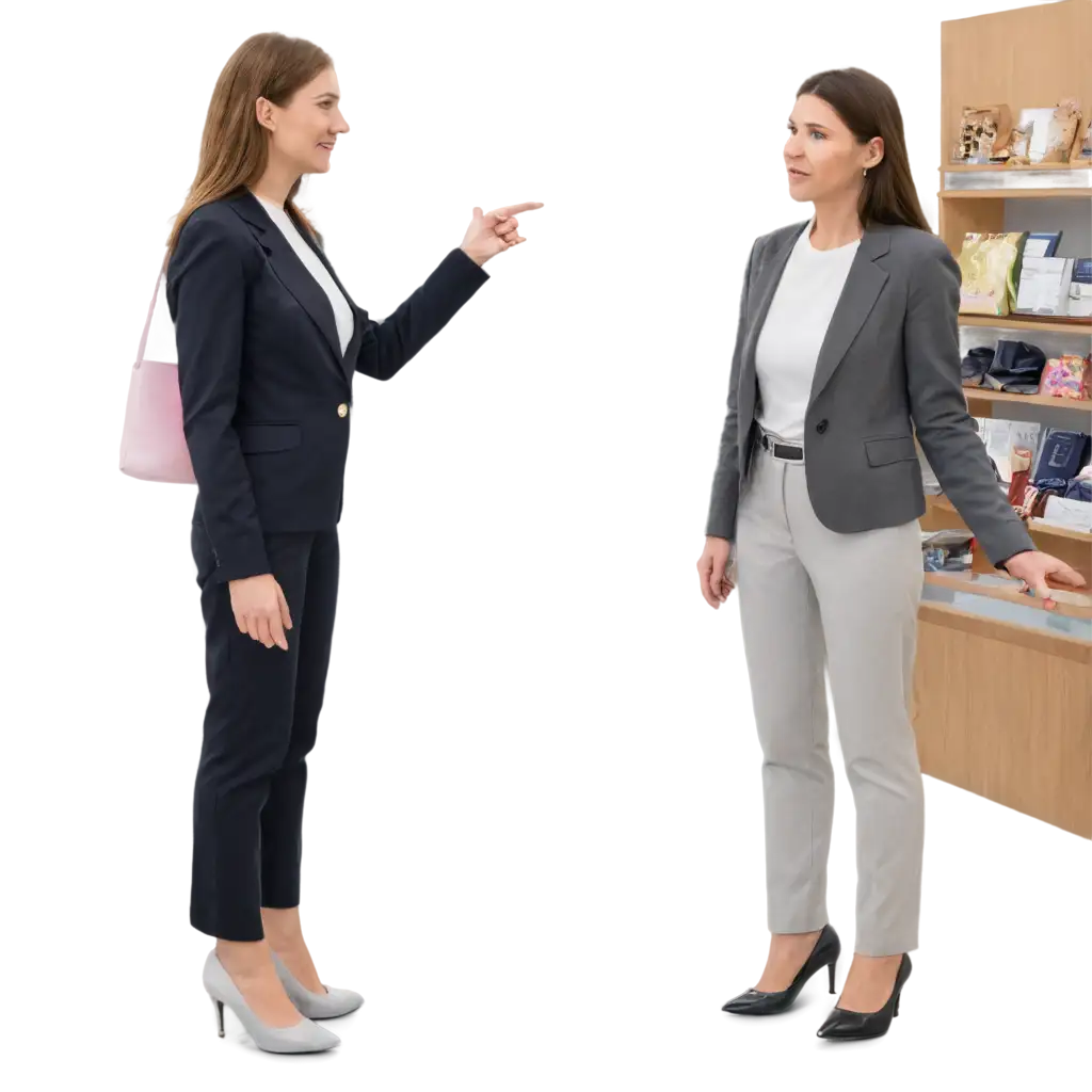 PNG-Image-of-a-Woman-Talking-to-a-Saleswoman-Realistic-and-Engaging-Visual-Representation