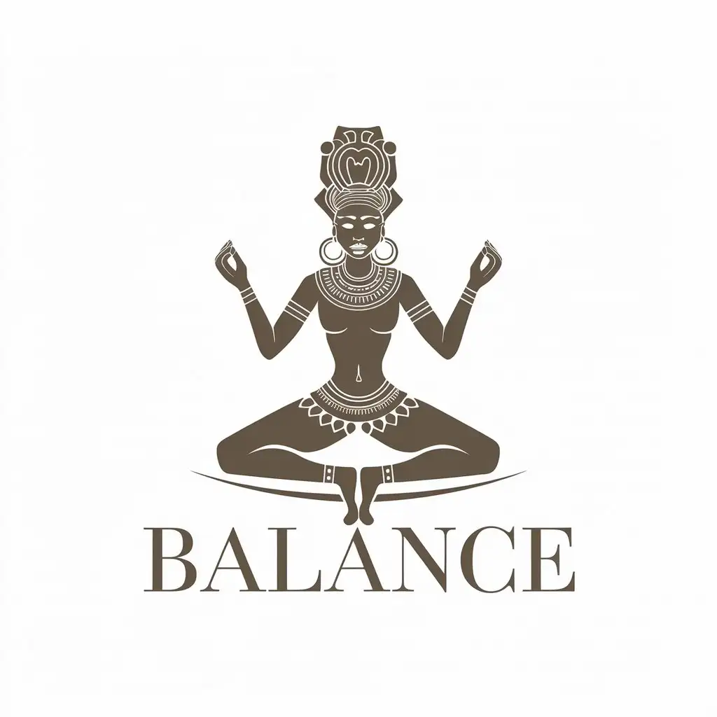 LOGO Design for Balance African Goddess Balancing with Yoga for Religious Industry