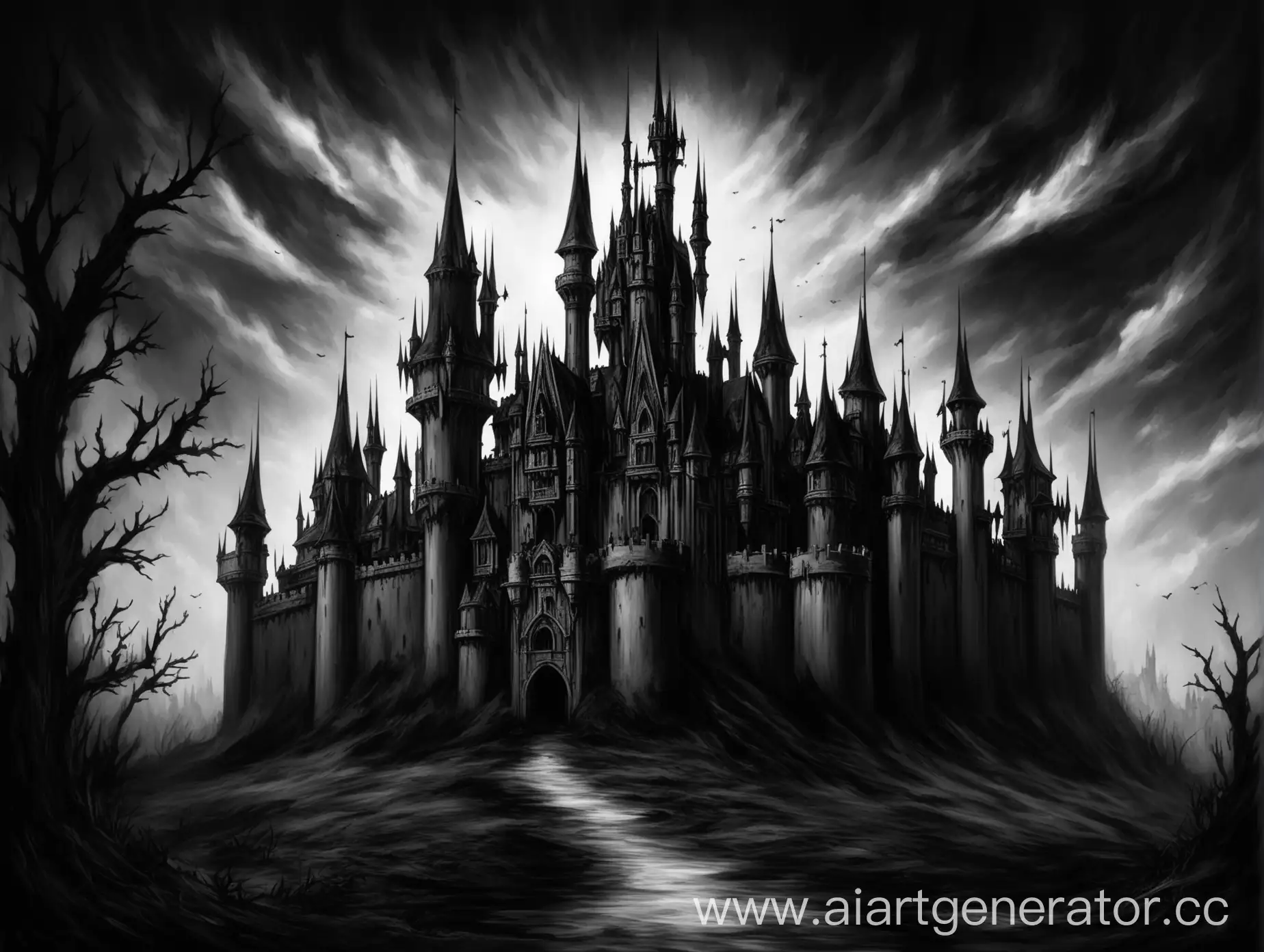 Gothic-Castle-in-Black-and-White