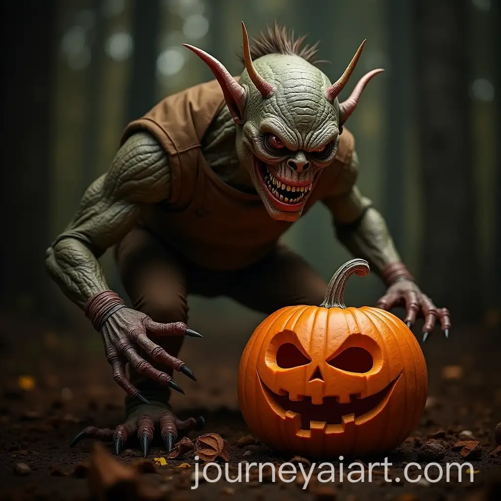 Halloween-Monster-Costume-Featuring-Pumpkin-and-Spider-Elements