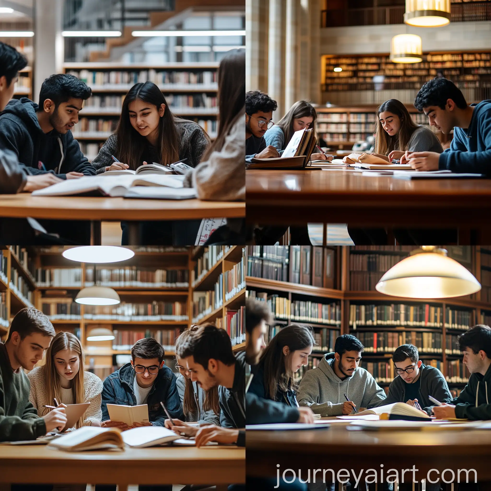 Diverse-Students-Studying-Together-in-a-Vibrant-Library