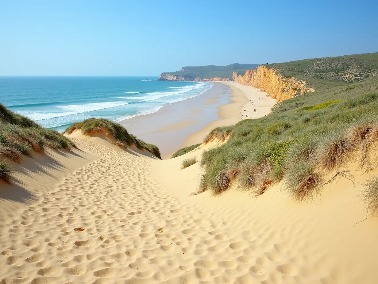 Vertical spring landscape beach Gale. Albufeira Portugal .