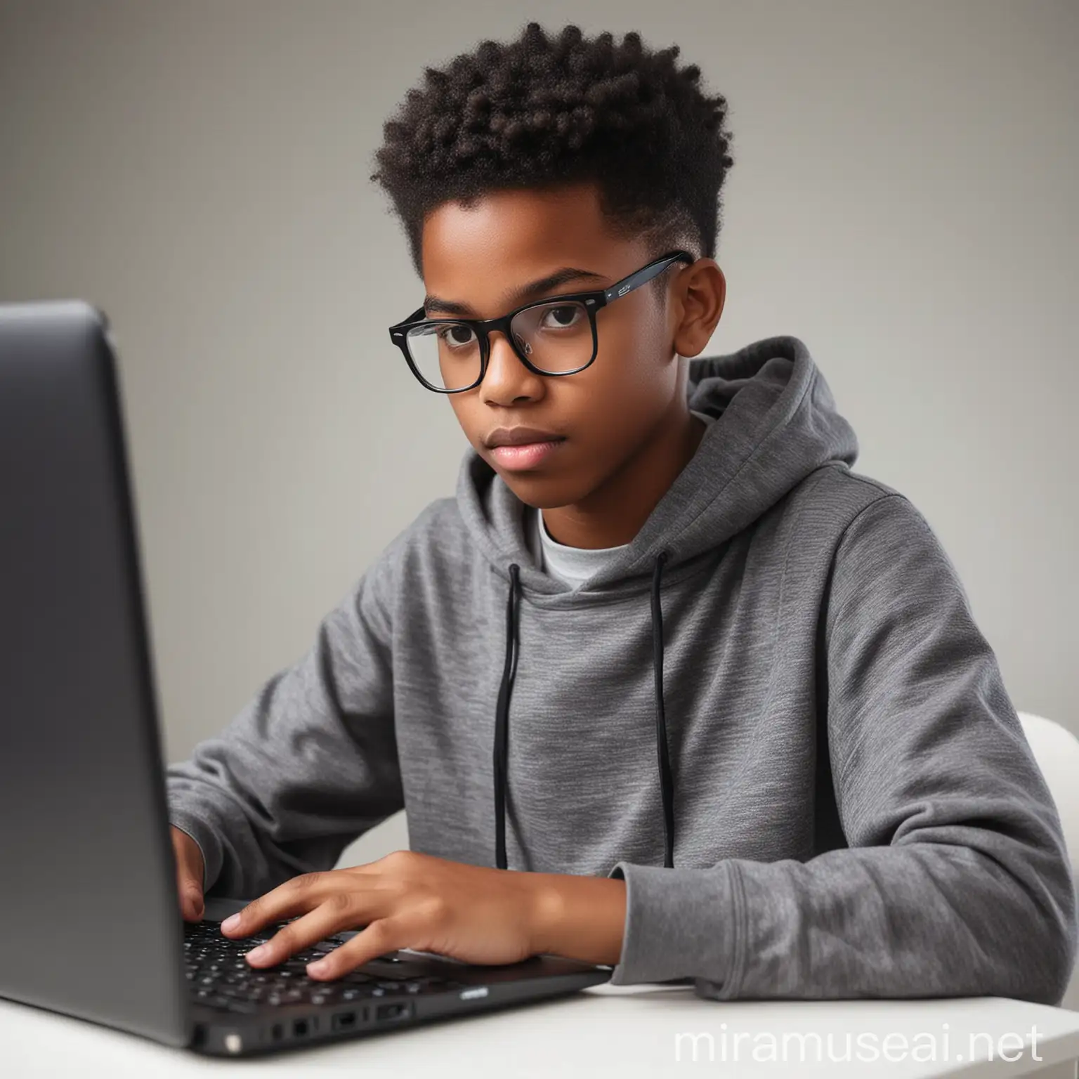 Teenage Black Kid Learning to Code