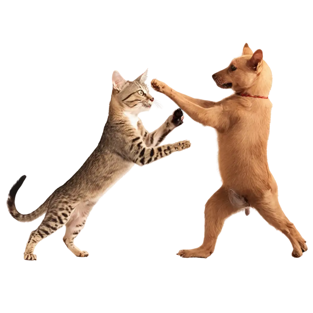 SEOFriendly-PNG-Image-Dog-Fighting-with-Cat-Captivating-Animal-Battle-Scene