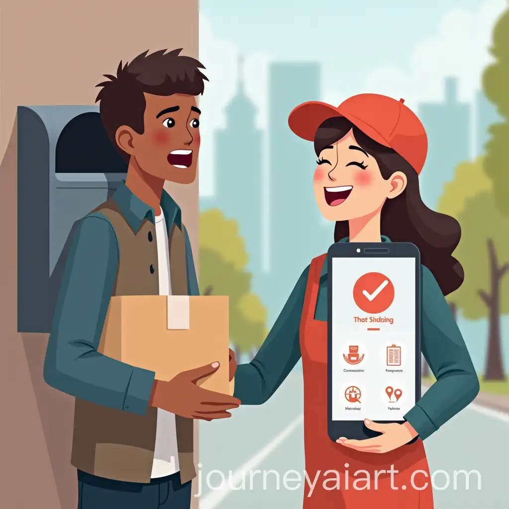 Frustrated-Person-Waiting-for-Parcel-and-Delivery-Person-with-Smartphone-App-in-Urban-Setting