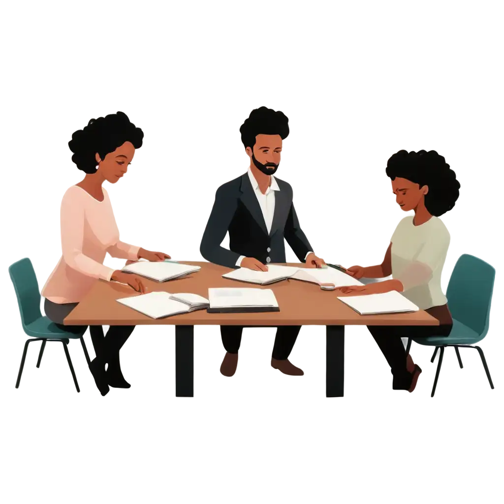 Illustration-of-People-Convening-at-a-UShaped-Table-PNG-Format-for-Professional-Use