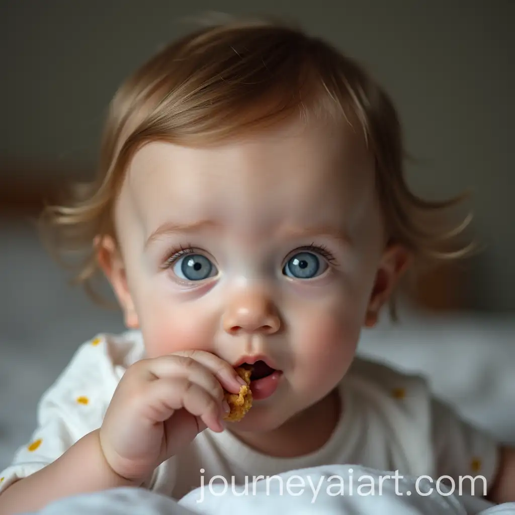 Cute-Baby-with-Blue-Eyes-Enjoying-TV-Controller-Snack-on-Bed