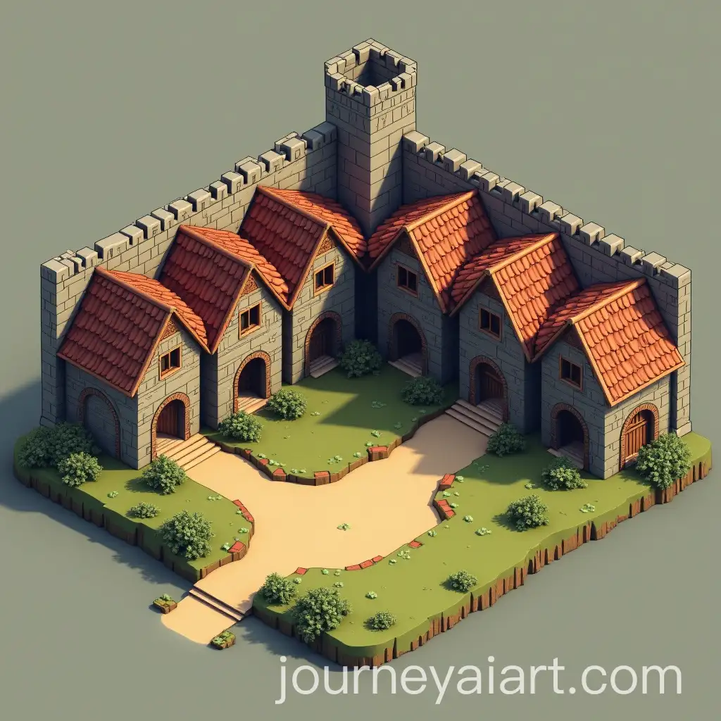 3D-Isometric-Medieval-Barracks-Sprite-Art-Design