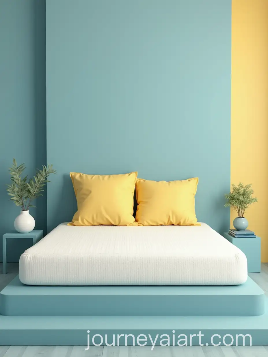 Website-Banner-for-Mattress-and-Household-Linen-with-Blue-and-Yellow-Color-Scheme