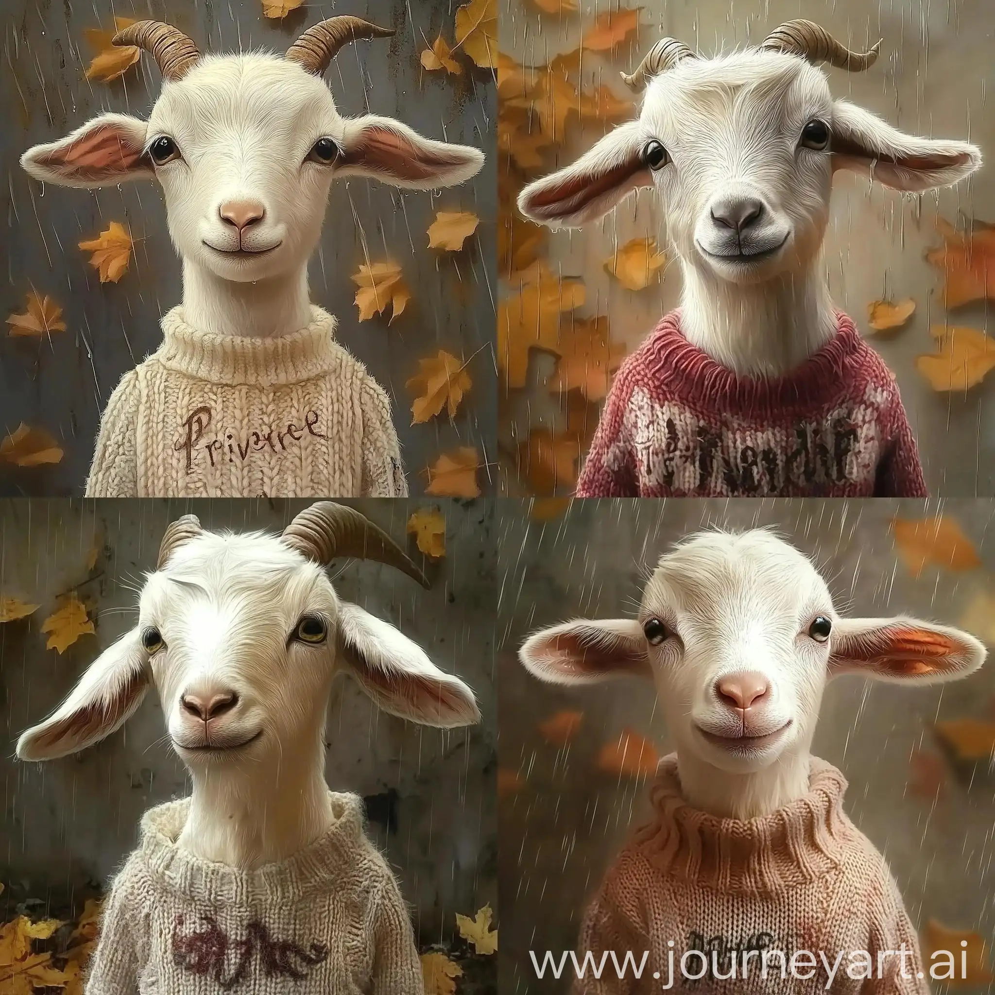 Autumn-Rain-Scene-Goat-in-Privetnoe-Lore-Sweater