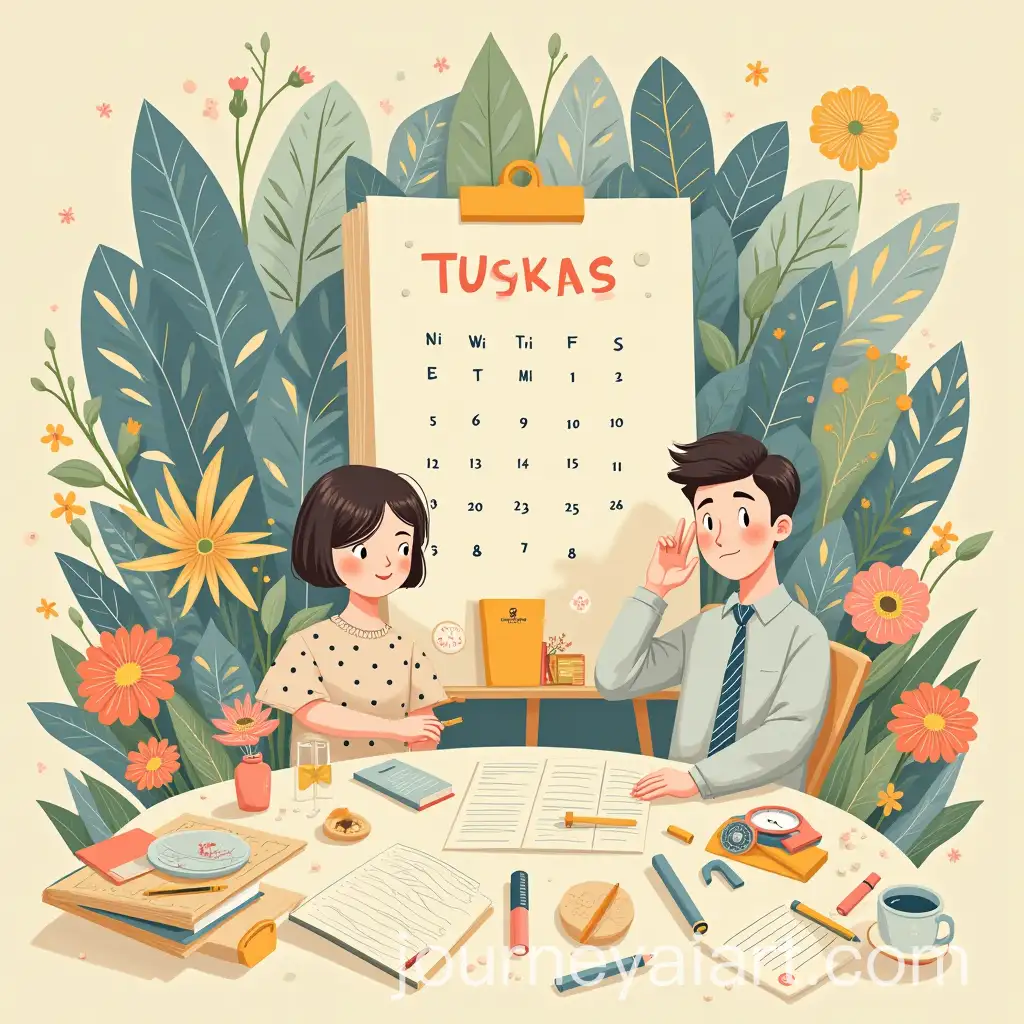 Surreal-Office-Illustration-with-MiyazakiInspired-Characters-and-Stationery-Objects