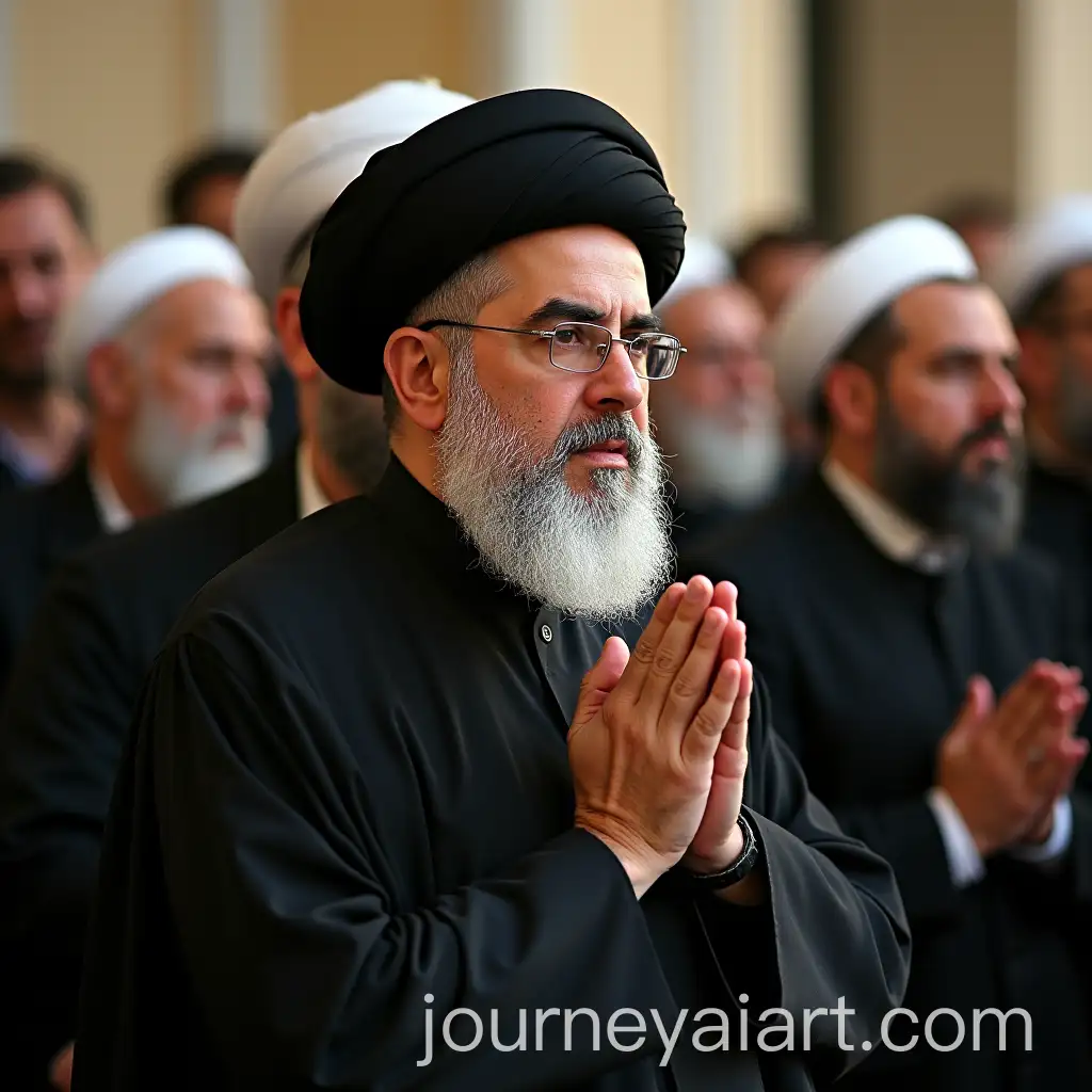 Sayid-Hassan-Nasrallah-Praying-in-Jerusalem-with-Martyrs-Behind-Him