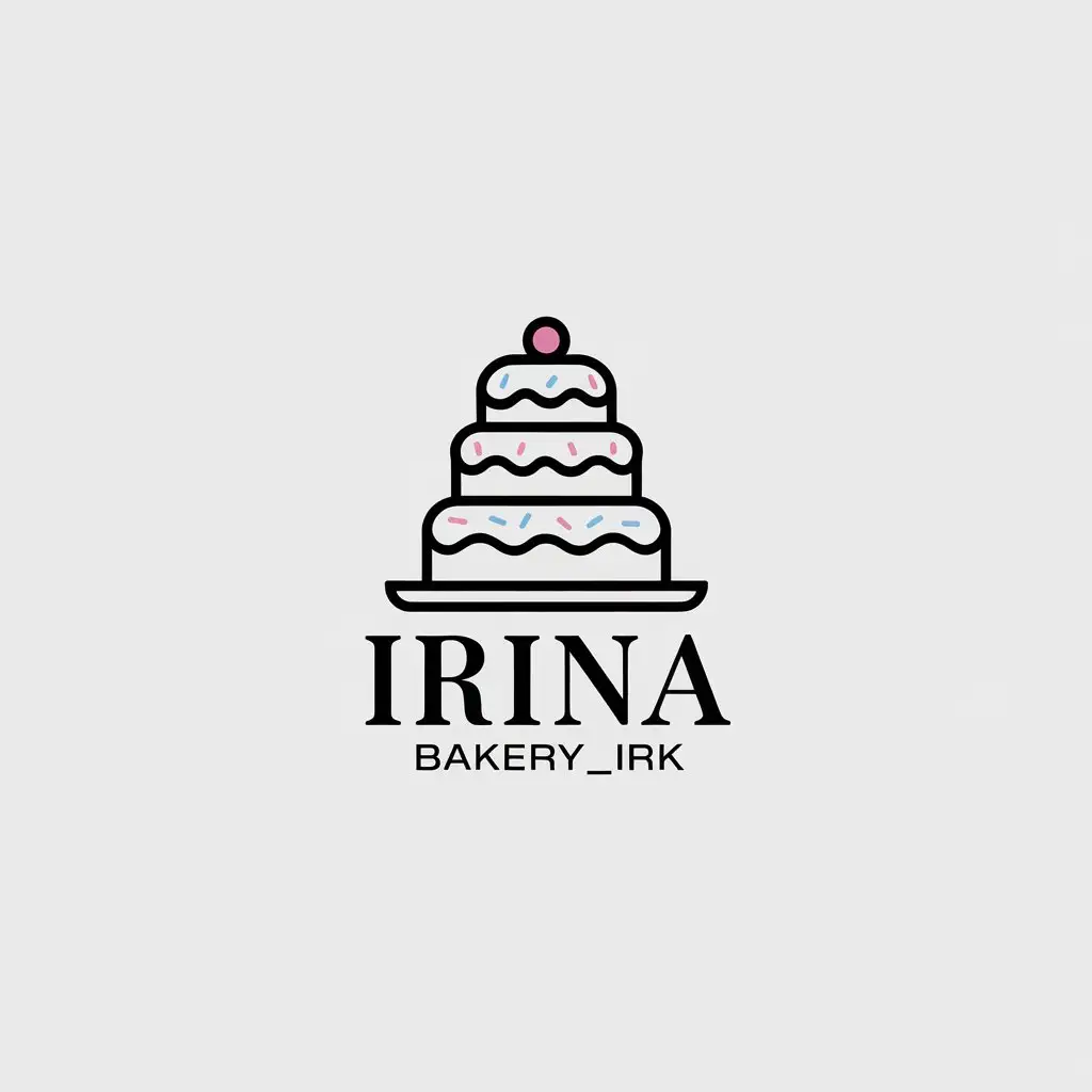 a vector logo design,with the text "Irina_bakery_irk", main symbol:Wedding cake,Minimalistic,be used in Restaurant industry,clear background