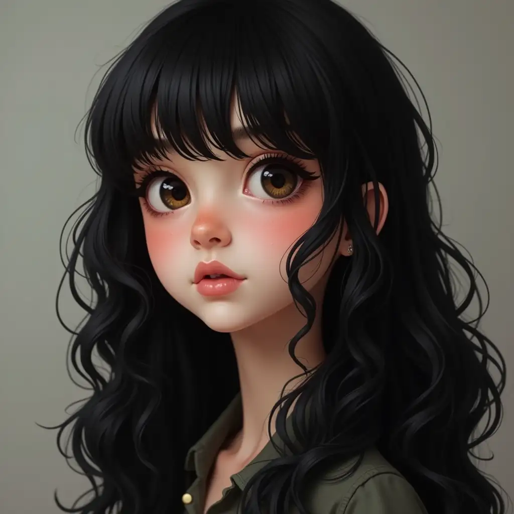 Portrait-of-a-Girl-with-Black-Hair-and-Curved-Nose-with-CoffeeColored-Bangs