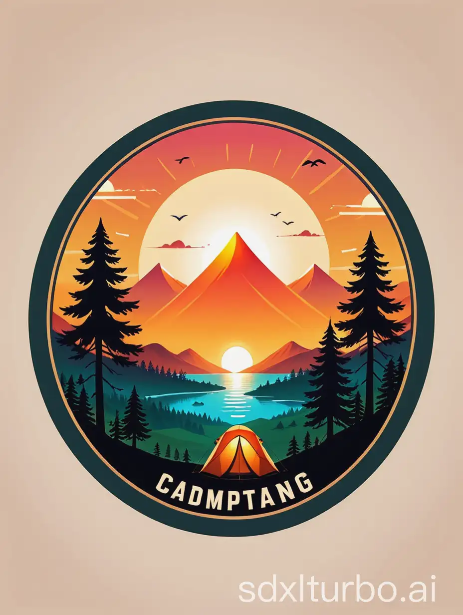 Nature-Adventure-Logo-with-Setting-Sun-and-Camping-Theme