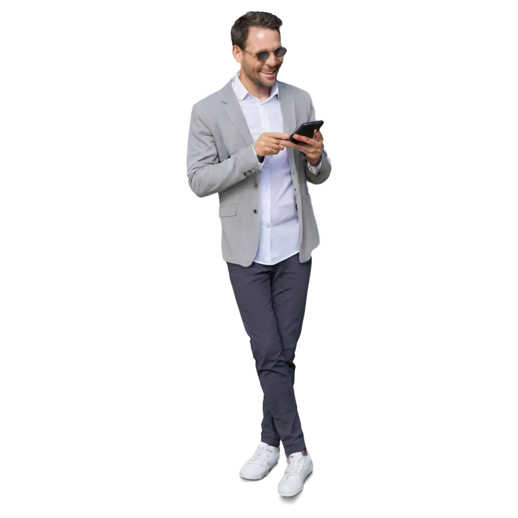 Happy-Man-Looking-at-Cellphone-PNG-Image-Discover-Clarity-and-Detail