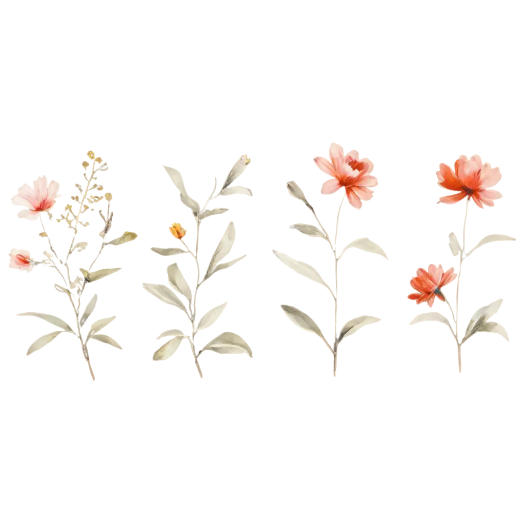 Minimally-Painted-Flowers-in-French-Style-HighQuality-PNG-Image-for-Versatile-Use