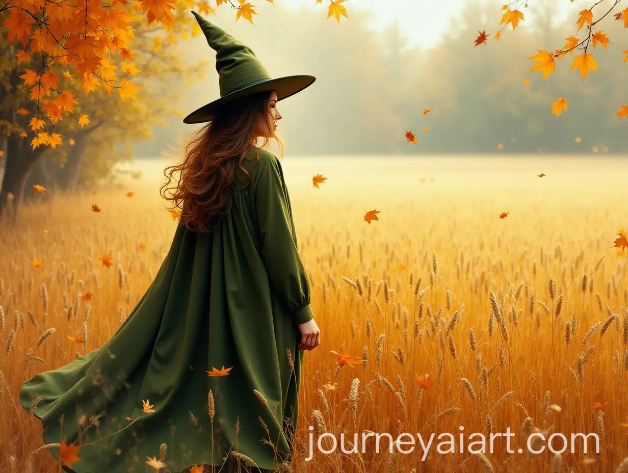 Mysterious-Witch-Surrounded-by-Autumn-Leaves-in-a-Tranquil-BarleyAI-Image-Prompt-Expansion-Field