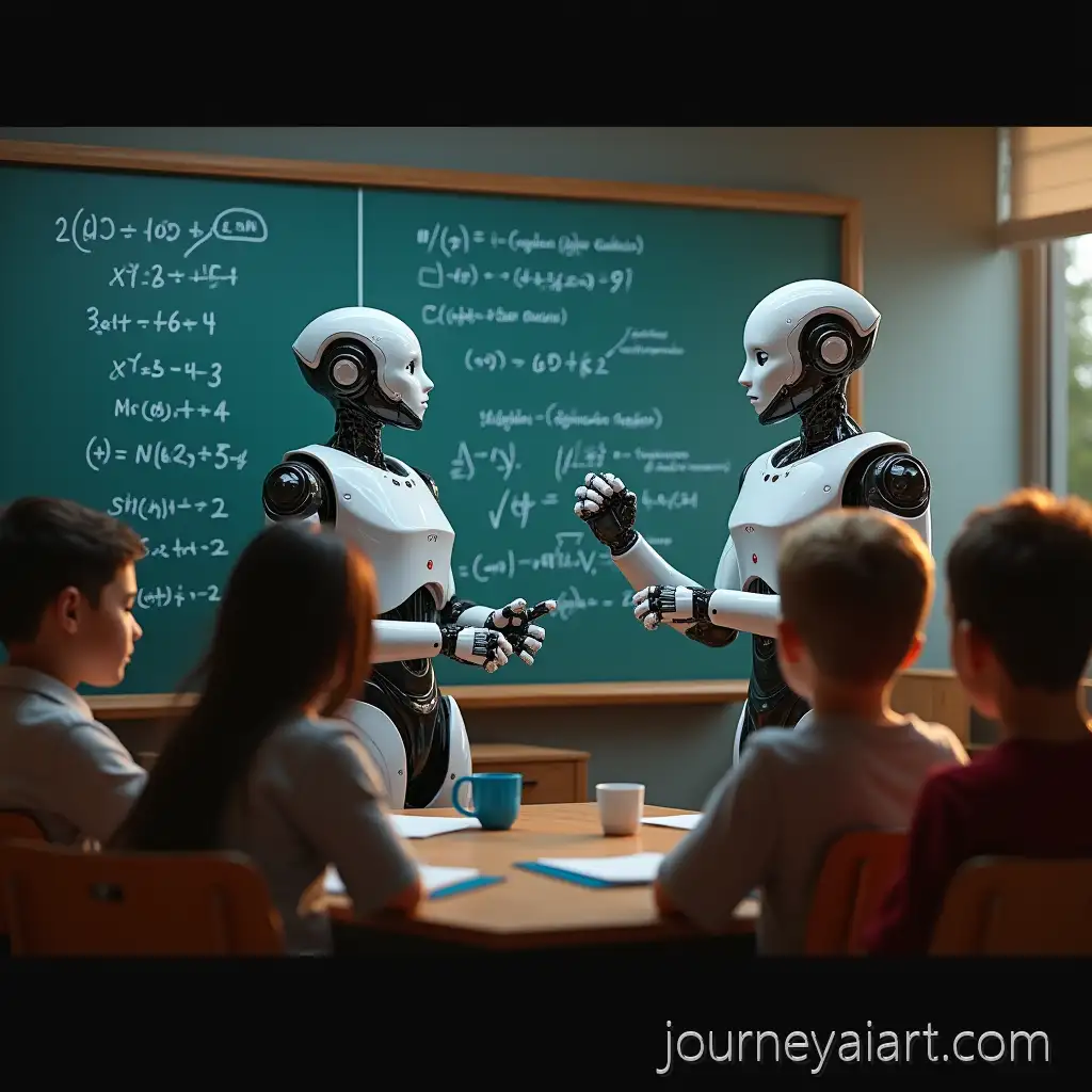 AI-Robot-Teacher-ExplAI-robot-teacher-explaining-mathaining-Math-to-Diverse-Students-in-a-Futuristic-Classroom