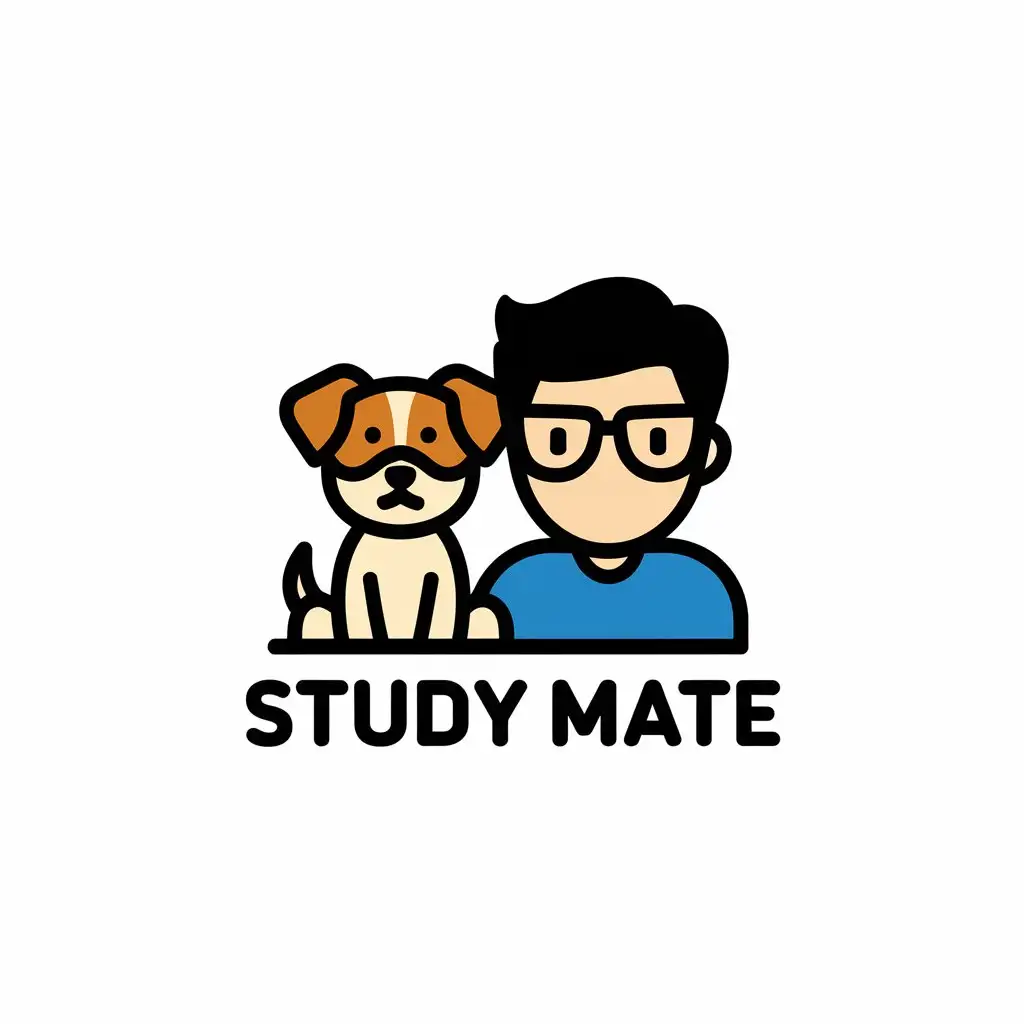 LOGO Design for Study Mate Dog and Man Symbol with Education Industry Focus