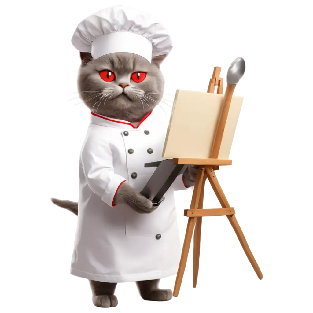 PNG-Image-of-a-Cat-Chef-with-Ladle-Drawing-a-Cake-Perfect-for-Creative-Projects