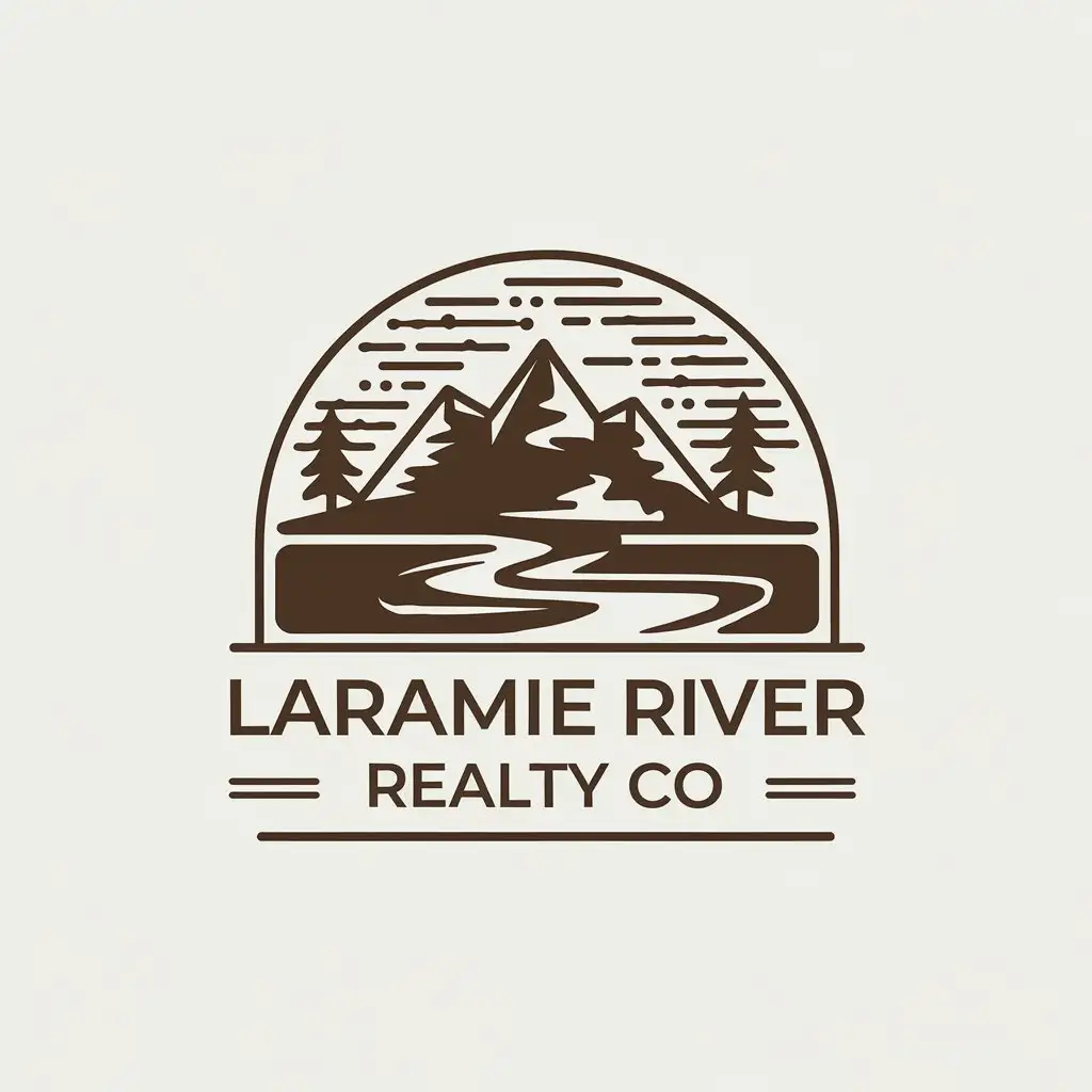 LOGO Design for Laramie River Realty Co NatureInspired with Wyomings Mountains and Flowing Water