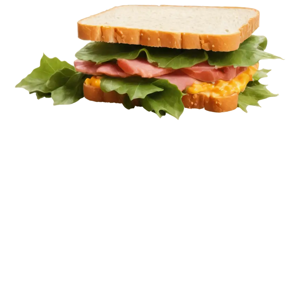 Realistic-Sandwich-with-Square-Bread-Meat-Cheese-and-Green-Leaves-PNG-Image-Full-HD-4K-Quality