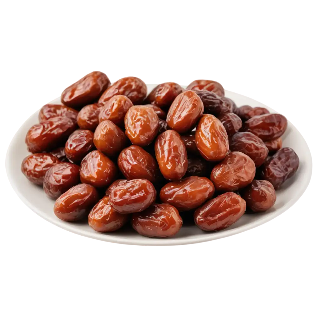 Glossy-Brown-Dates-on-White-Plate-PNG-Image-Fresh-Appetizing-and-HighQuality