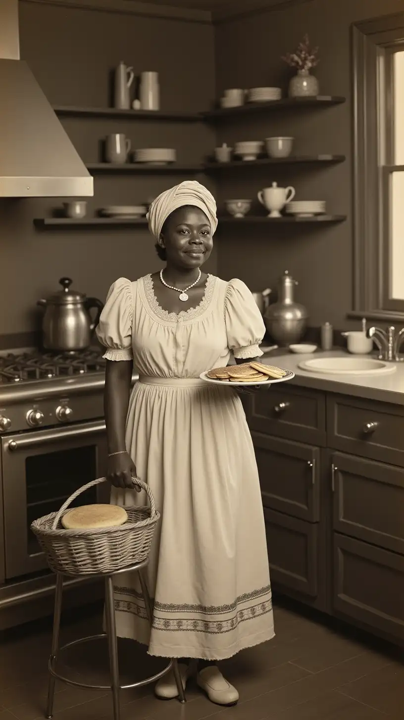 Aunt Jemima Cooking Pancakes in a 1900s Kitchen