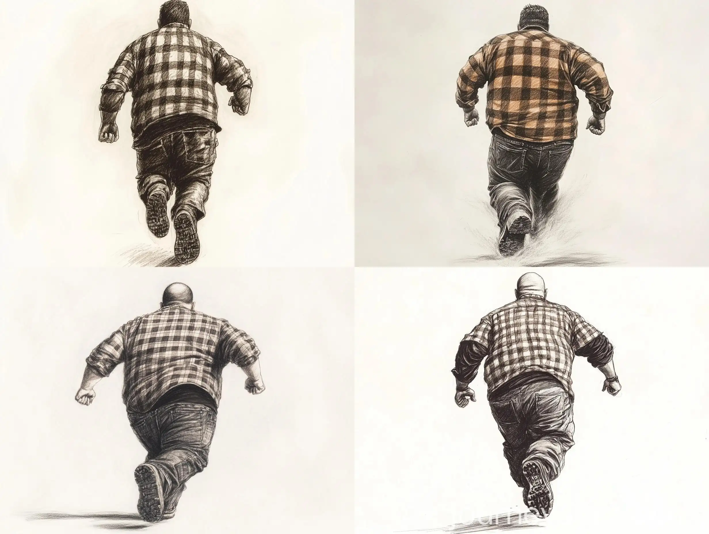 Running-Man-in-Checkerboard-Lumberjack-Shirt-in-White-World