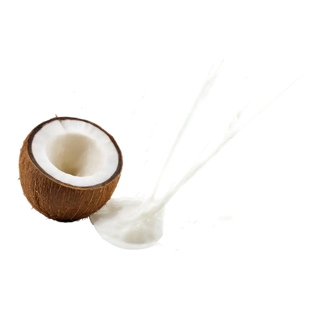 HighQuality-PNG-of-Split-Coconut-Flying-in-Space-with-Milk-for-Creative-Projects