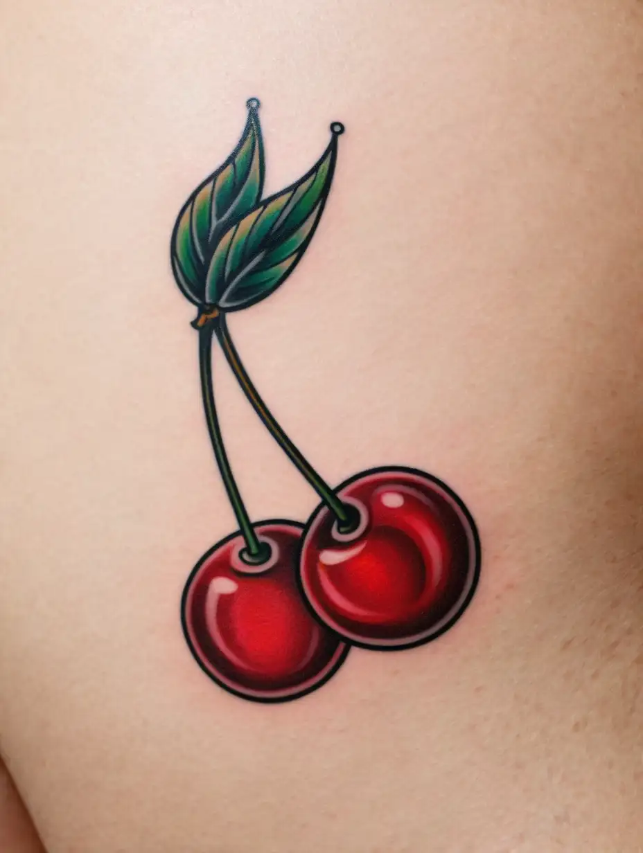 Old School Cherry Tattoo Design in Vintage Style