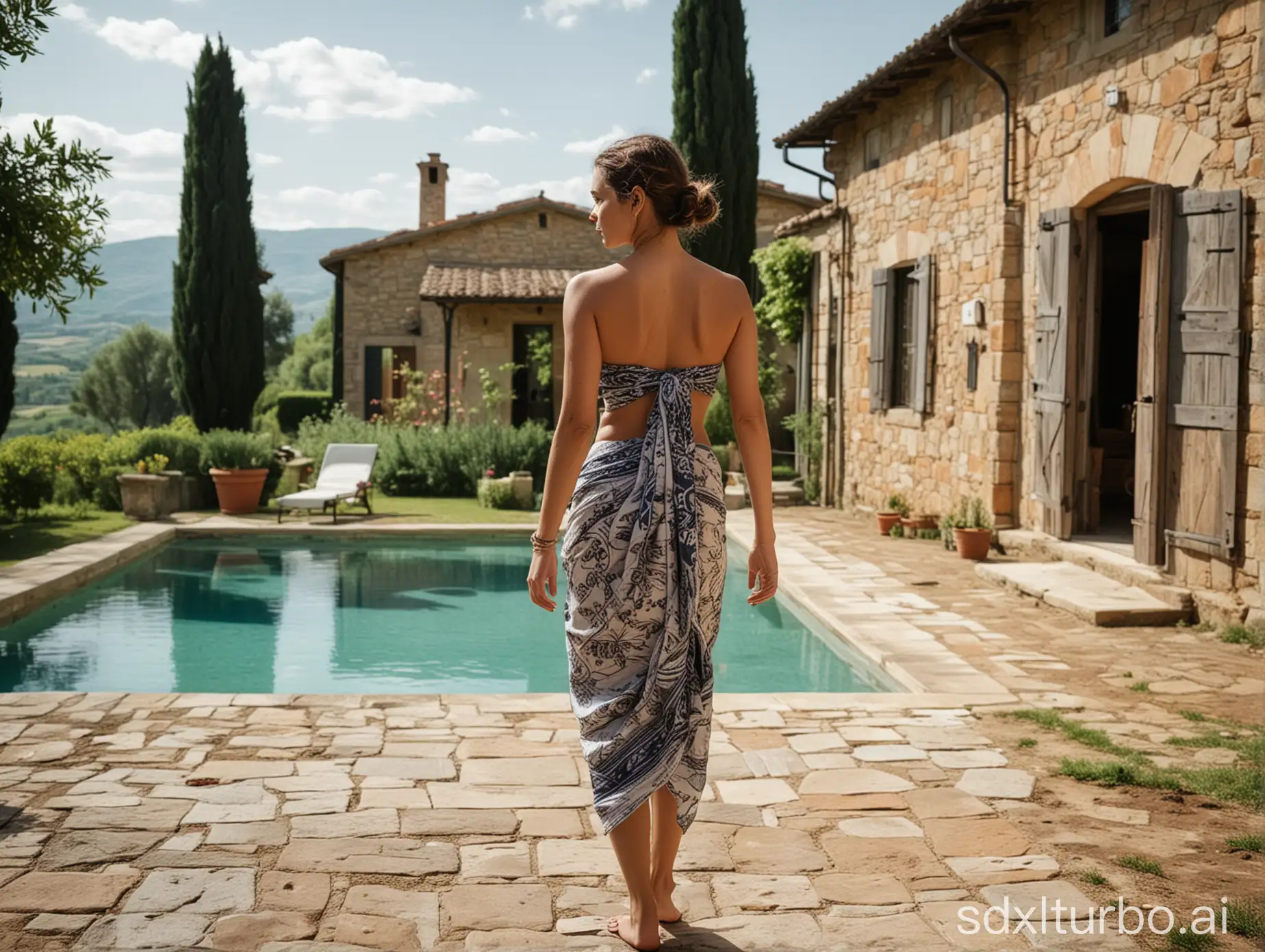 Woman-in-Sarong-by-the-Tuscany-Poolside
