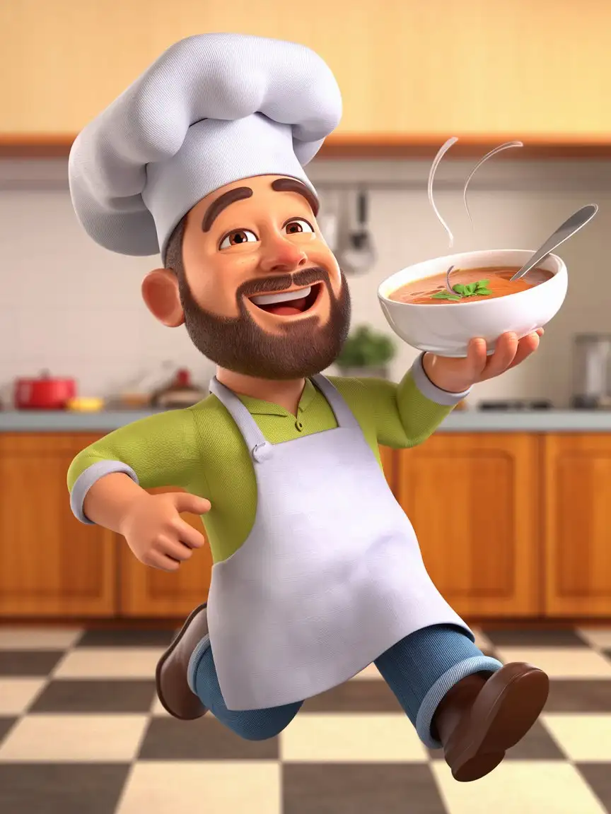 Happy-Man-Holding-Soup-in-Kitchen-with-Chefs-Hat-and-Apron-in-3D-Animation