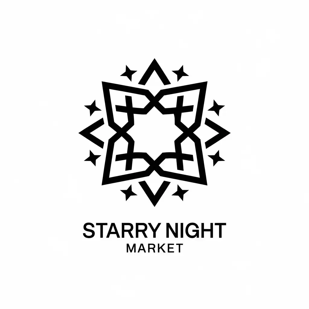 a vector logo design,with the text "starry night market", main symbol:stars,complex,be used in Entertainment industry,clear background