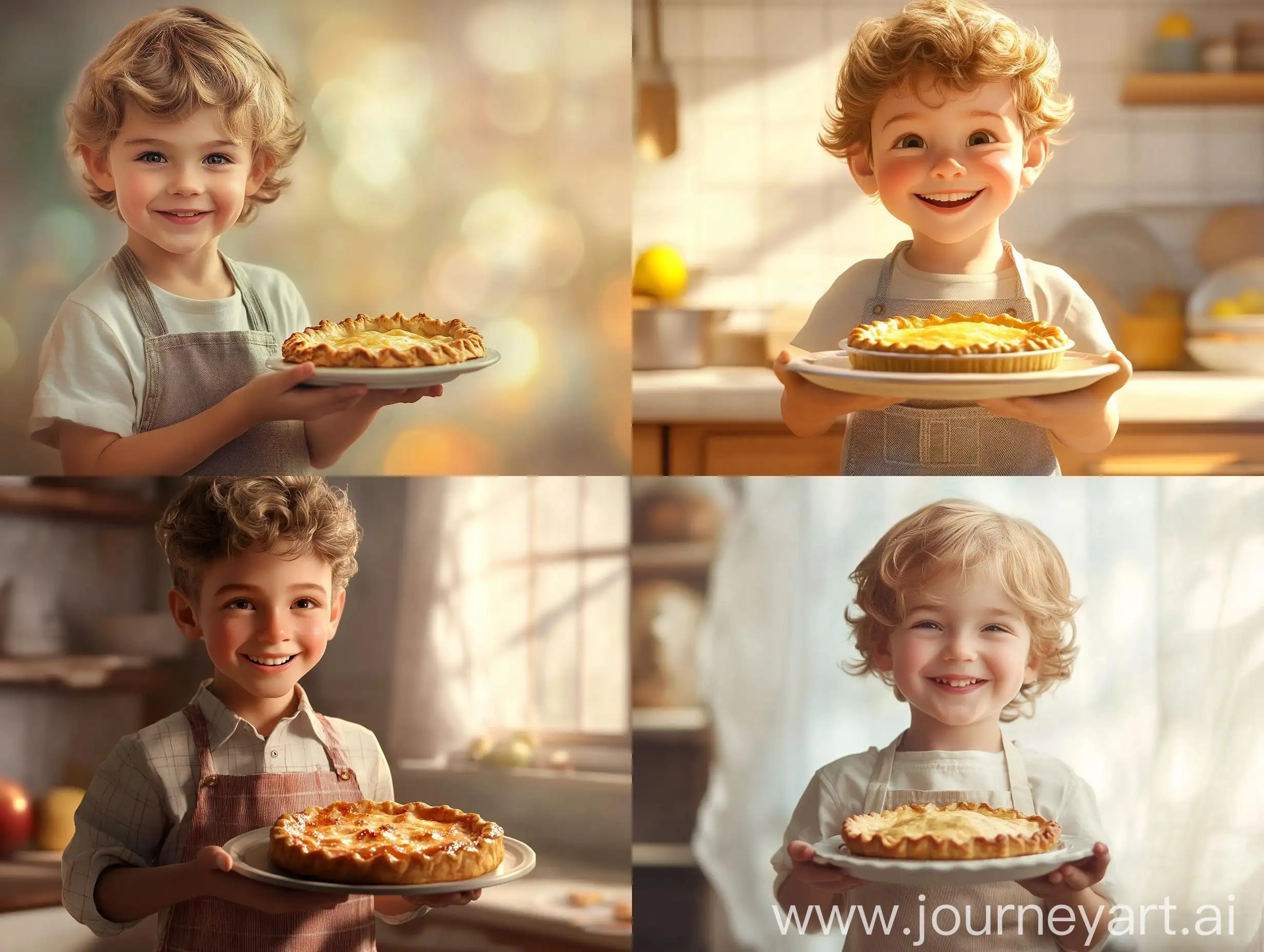 Joyful-Boy-in-Apron-Offering-Pie-with-Studio-Lighting