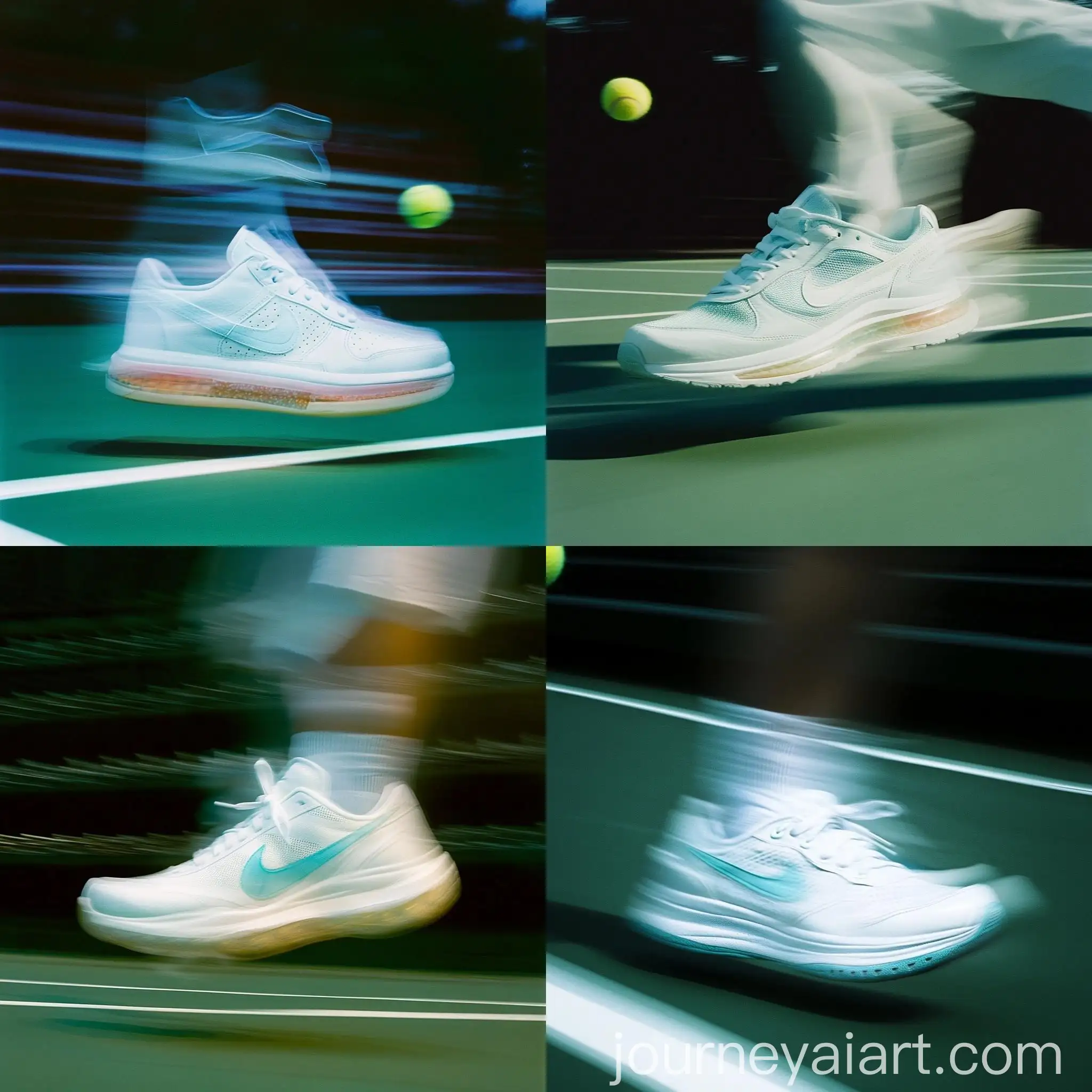 Athletic-White-Sneaker-in-Motion-on-Green-Tennis-Court