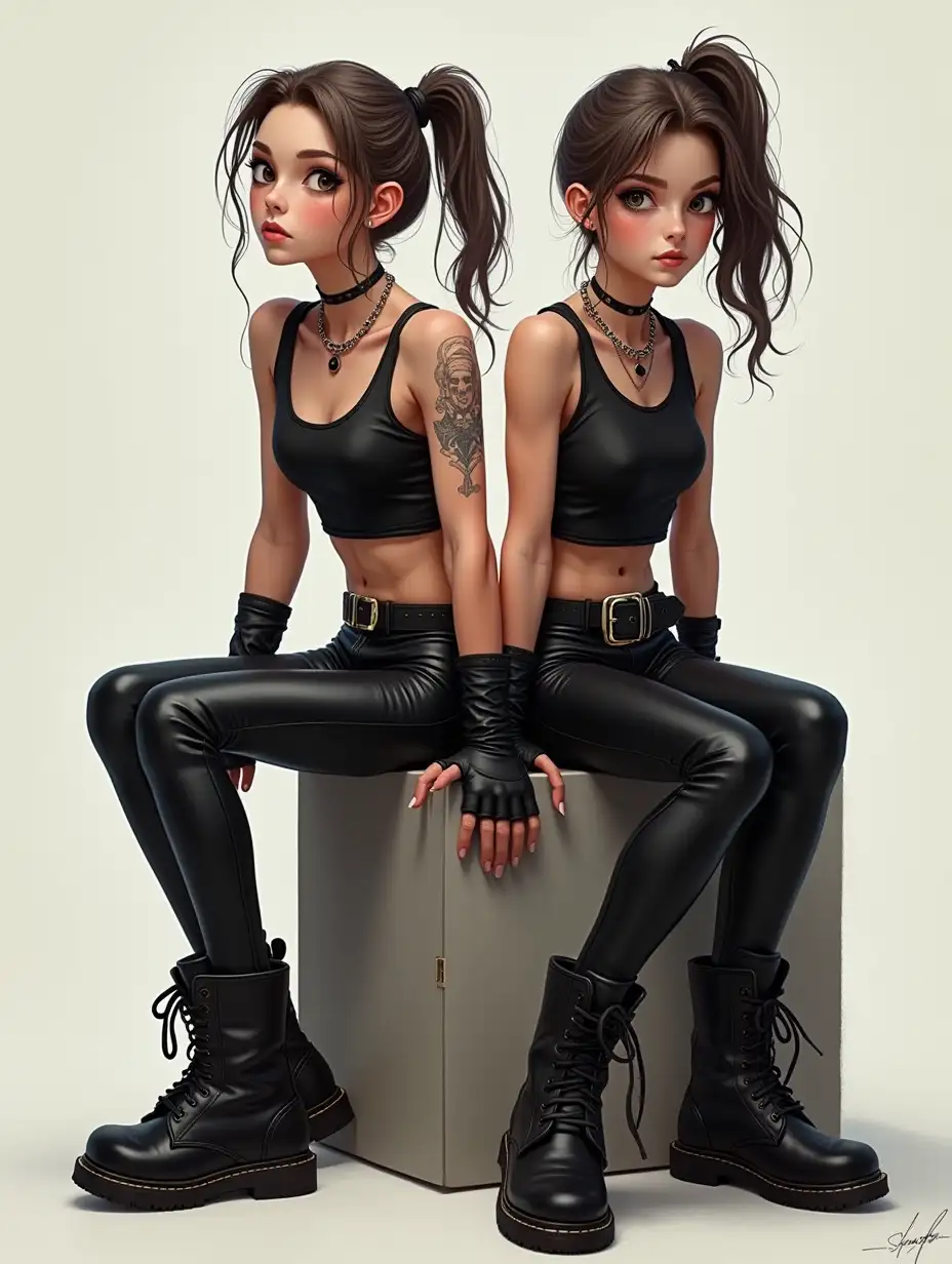 Two-Strong-Punk-Girls-in-Leather-Pants-and-Combat-Boots