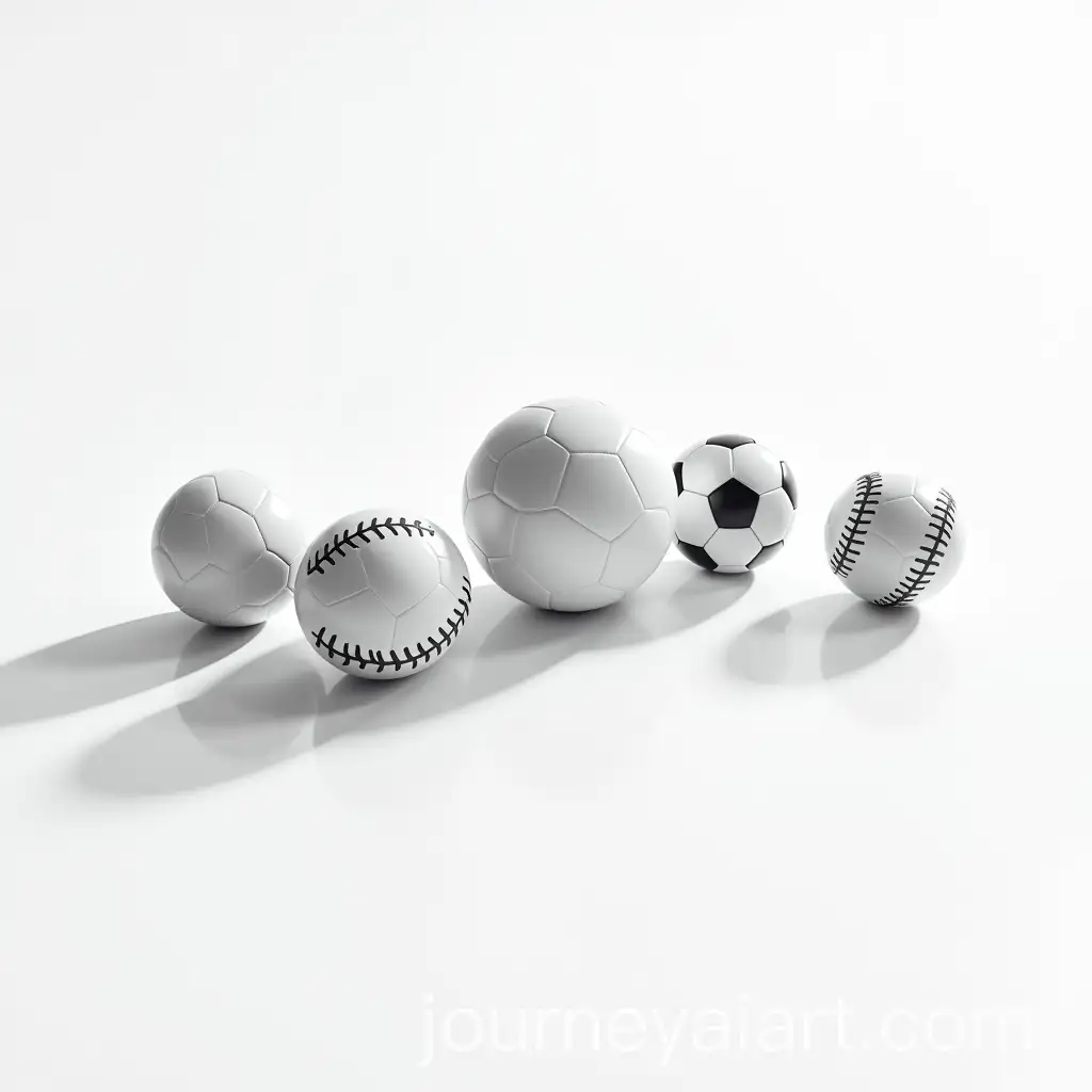 Monochrome-Studio-Photography-of-Sports-Balls-Casting-Shadows