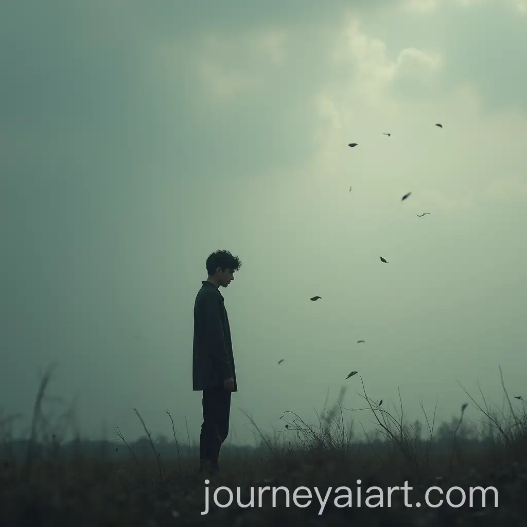 Lonely-Figure-Under-Cloudy-Sky-with-Whispering-Winds