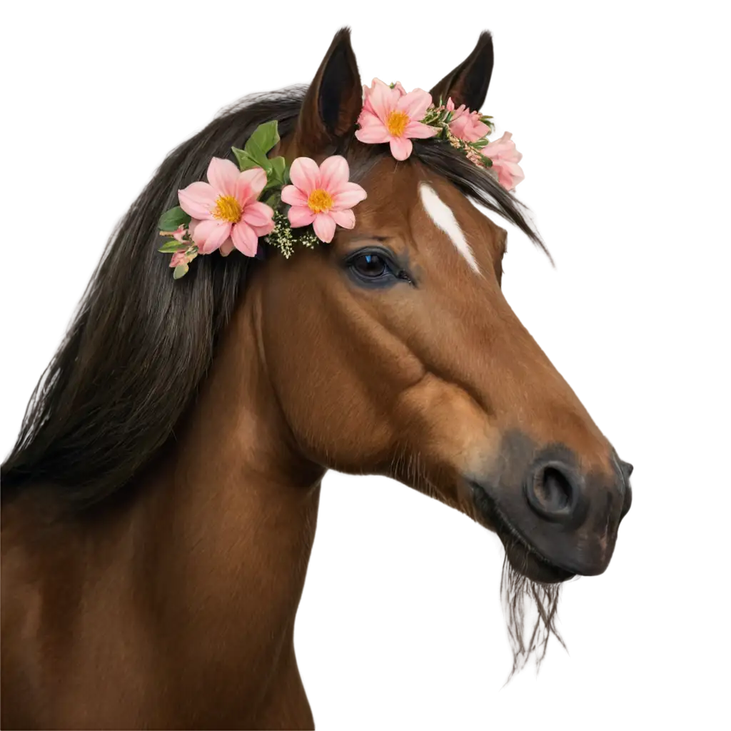 Elegant-Horse-with-Flowers-in-Hair-PNG-Image-Grace-and-Beauty-Captured