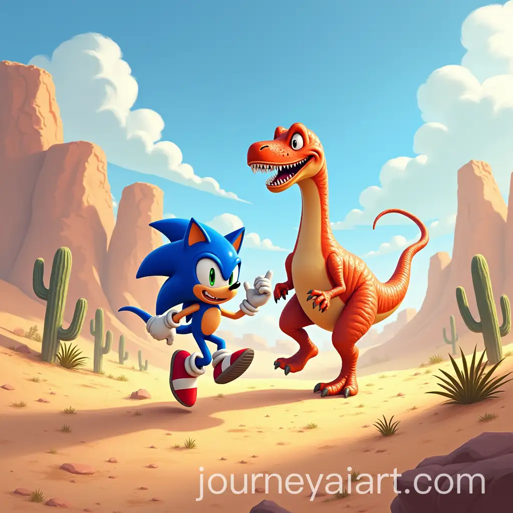 Dinosaurs-and-Sonic-Running-with-Rings-in-the-Desert