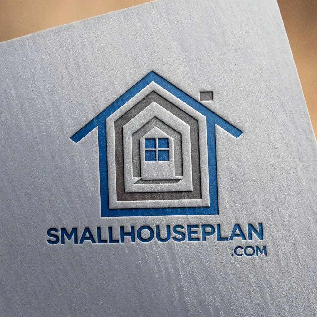 LOGO Design for Smallhouseplancom Modern Minimalist Horizontal with House and Blueprints Icon Theme